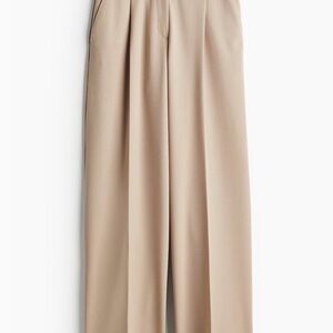 H&M Wide-Leg High-Waist Pants in Beige